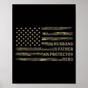 Make man Far Fadern Hjälte Kamouflage Usa Flagga Poster