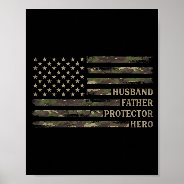 Make man Far Fadern Hjälte Kamouflage Usa Flagga Poster (Framsidan)