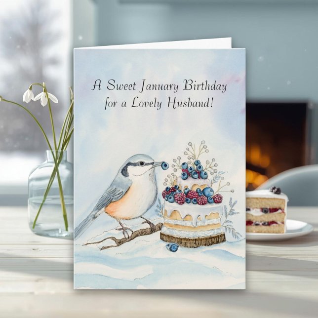 Make man happy födelsedag i januari nötväcka  kort (Skapare uppladdad)