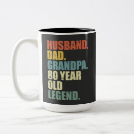 Make man Pappa Farfar 80 Årig Legend 80-årsdag Två-Tonad Mugg