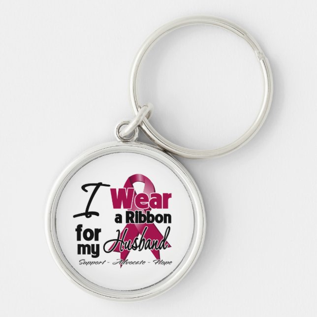Make - Många Myeloma Ribbon Rund Silverfärgad Nyckelring (Framsidan)