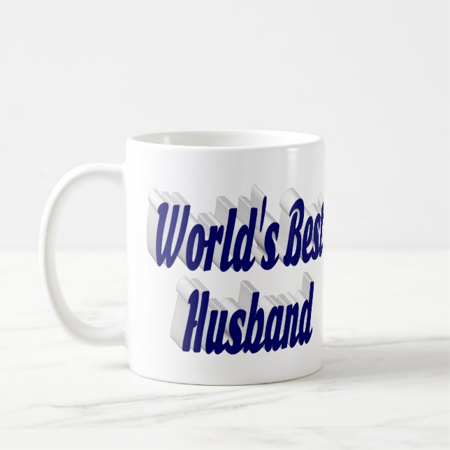 Make med mörkblå halvt text kaffemugg (Vänster)