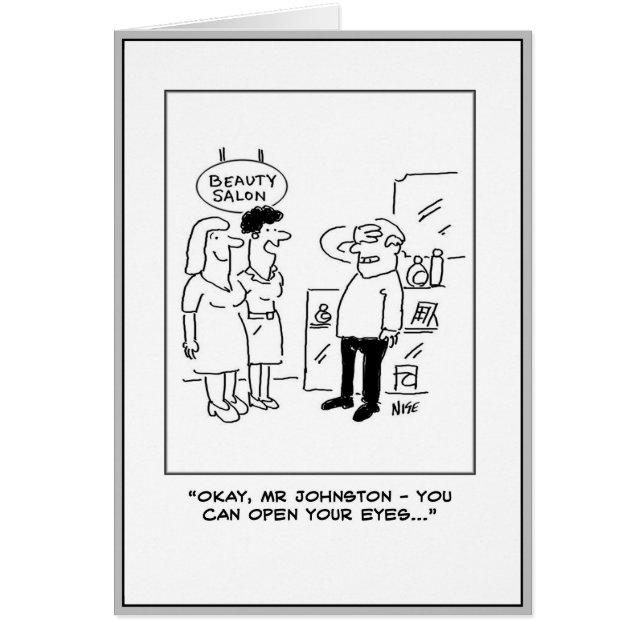 Make med Öga stängda väntan som ska överraskas. Hälsningskort (Framsidan)