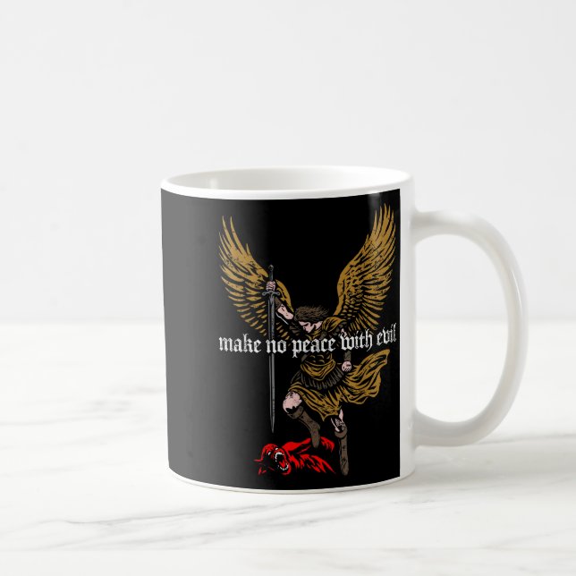 Make No Peace With Evil Archangel Michael Design  Kaffemugg (Höger)