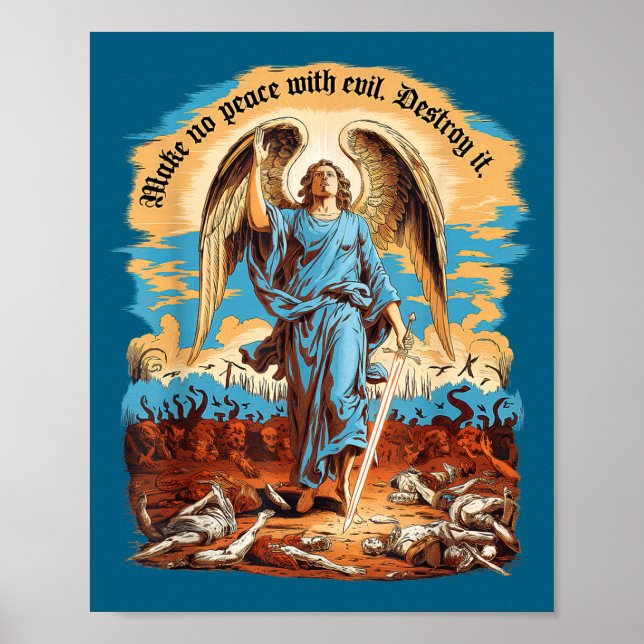 Make No Peace With Evil Archangel Michael Jesus Go Poster (Framsidan)