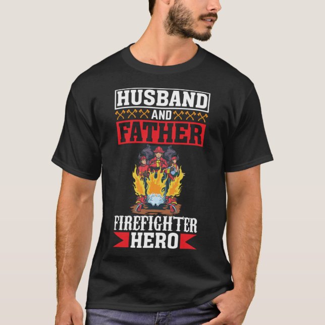 Make och Far-brandman Hero Firefighter Da T Shirt (Framsida)