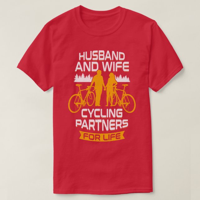 Make och fruar som cyklingar för livet t shirt (Design framsida)