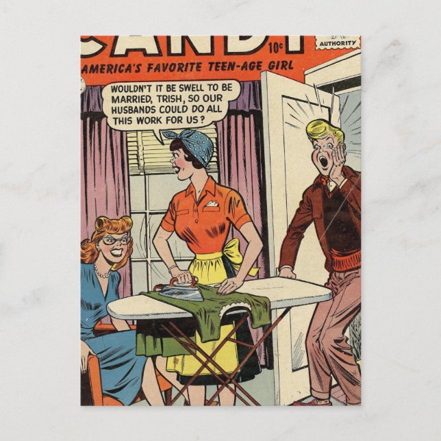 Make och hushållsarbete vykort (Framsida)