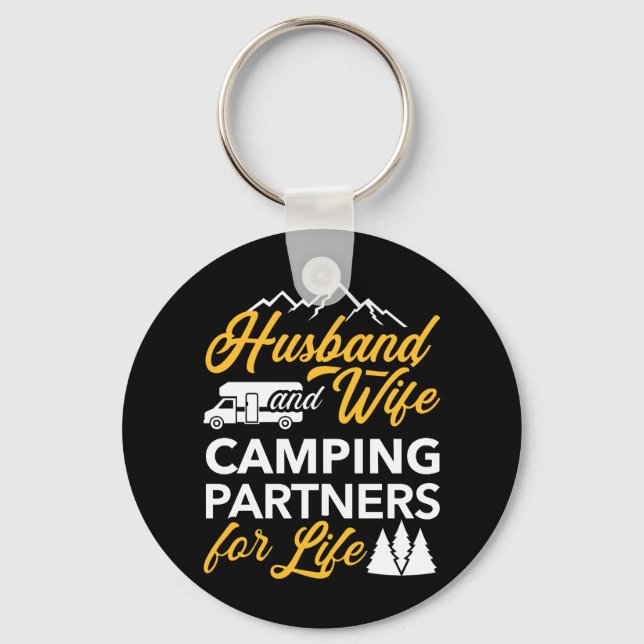 Make och hustru- och campingpartner för liv-RV Nyckelring (Framsida)