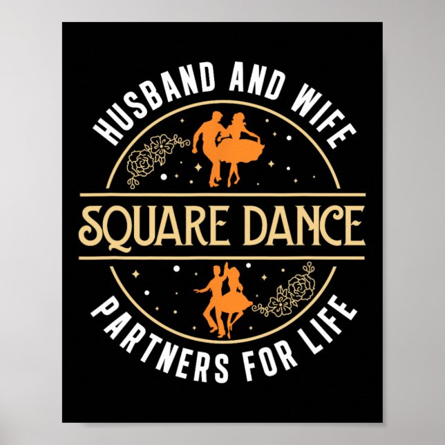 Make och hustru på ruttttorget som dansar en Squ-p Poster (Framsidan)