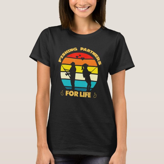 Make och maka som är partner i fiske efter levande t shirt (Framsida)