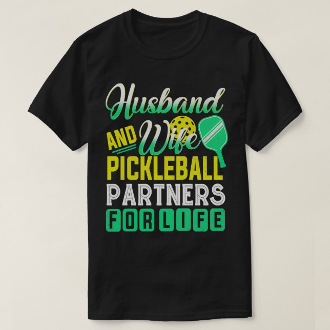 Make och makor till Pickleball-partners för Roligt T Shirt (Design framsida)