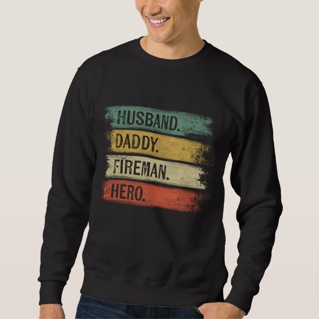 Make pappa Fireman Hero Firefighter Far Da Lång Ärmad Tröja (Framsida)