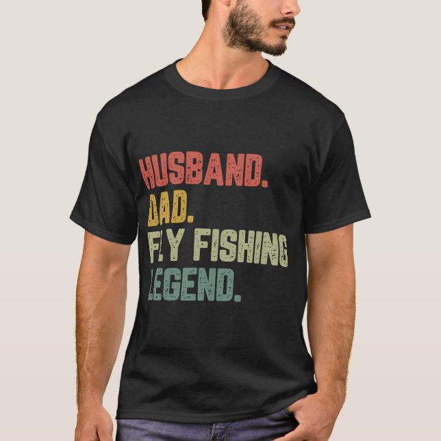 Make. Pappa. Flugfiske Legend. Rollig Pappa T Shirt (Framsida)