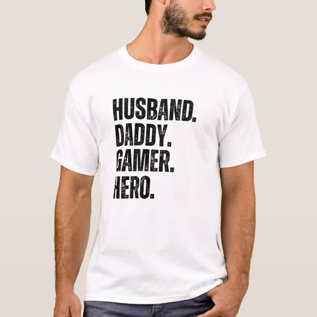 Make pappa Gamer Hero Bold T Shirt (Framsida)
