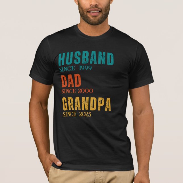 Make Pappa Grandpa Personlig sedan år Retro T Shirt (Framsida)