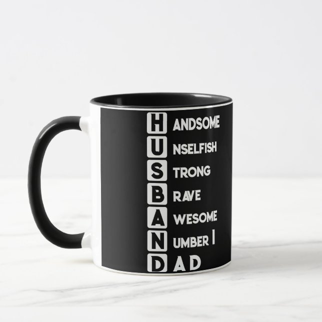 Make Pappa Handsome Unselfish Strong Modig Awesom Mugg (Vänster)