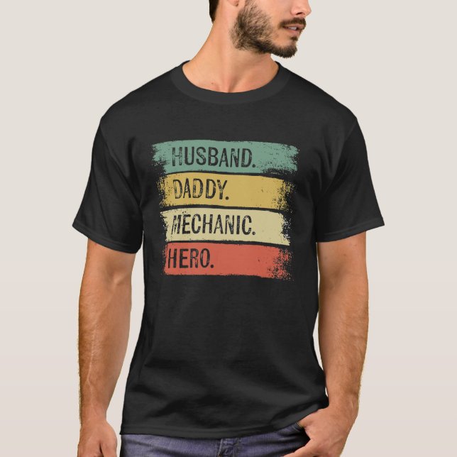 Make pappa Mechanic Hero Fars dag Mechanic T Shirt (Framsida)