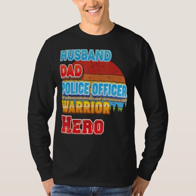 Make Pappa polistjänsteman Warrior Hero Far-dagen T Shirt (Framsida)