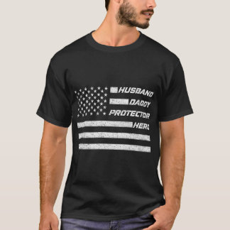 Make pappa Protector Hero American Flagga Far T Shirt