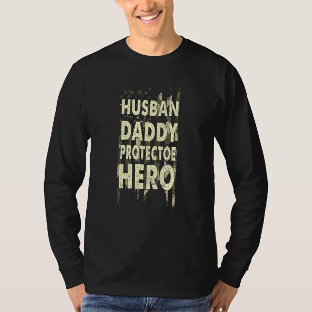Make pappa Protector Hero American Flagga T Shirt (Framsida)