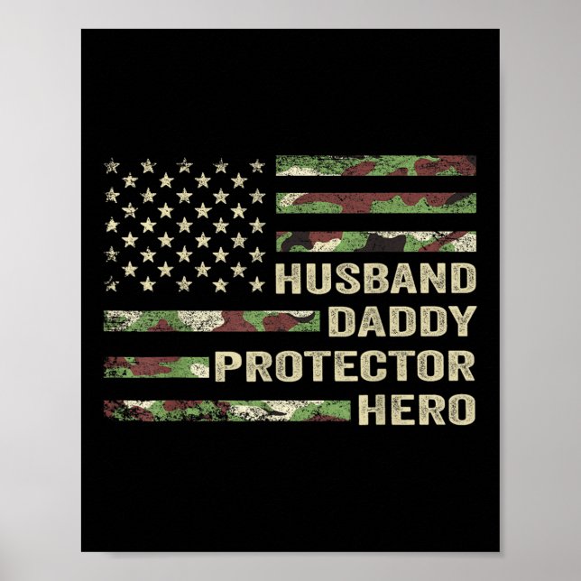 Make Pappa Protector Hero Fars dag Camo Amer Poster (Framsidan)
