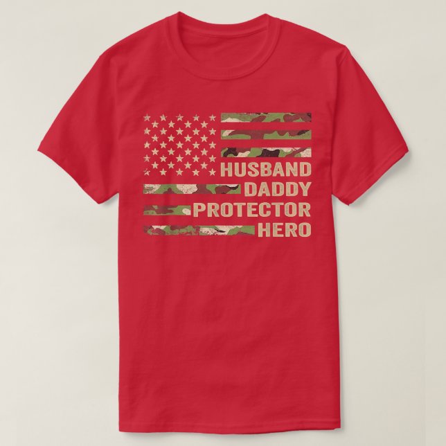 Make Pappa Protector Hero Fars dag Flagga Gif T Shirt (Design framsida)