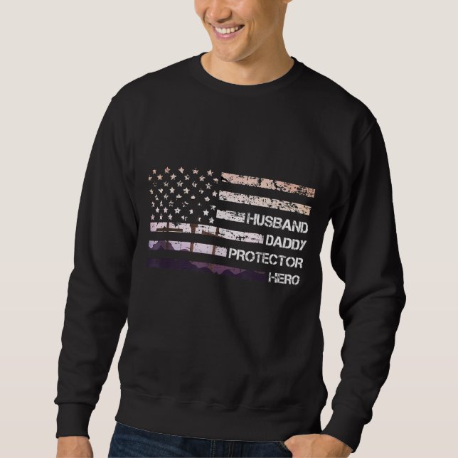 Make pappa Protector Hero Fars dag Pappa Gift Lång Ärmad Tröja (Framsida)