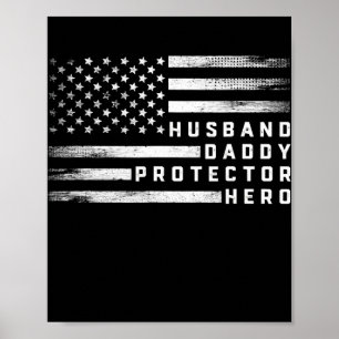 Make Pappa Protector Hero Fars dag US Flagga Poster