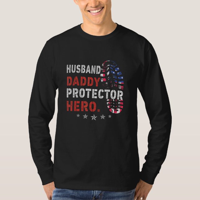 Make pappa Protector Hero Shirt American Flagga T (Framsida)