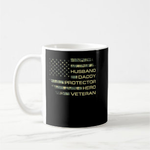Make pappa Protector Hero Veteran USA flagga Camo Kaffemugg