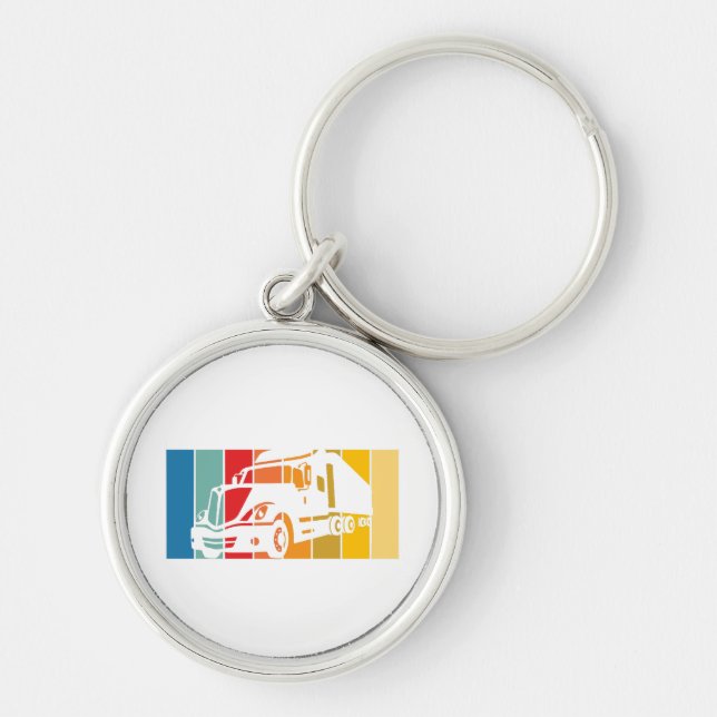 Make Pappa Trucker Legend Funny Lastbil Driver Tru Rund Silverfärgad Nyckelring (Framsidan)