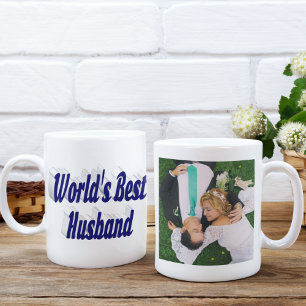 Make Photo med mörk blått text Giant Coffee Mugg Jumbo Mugg