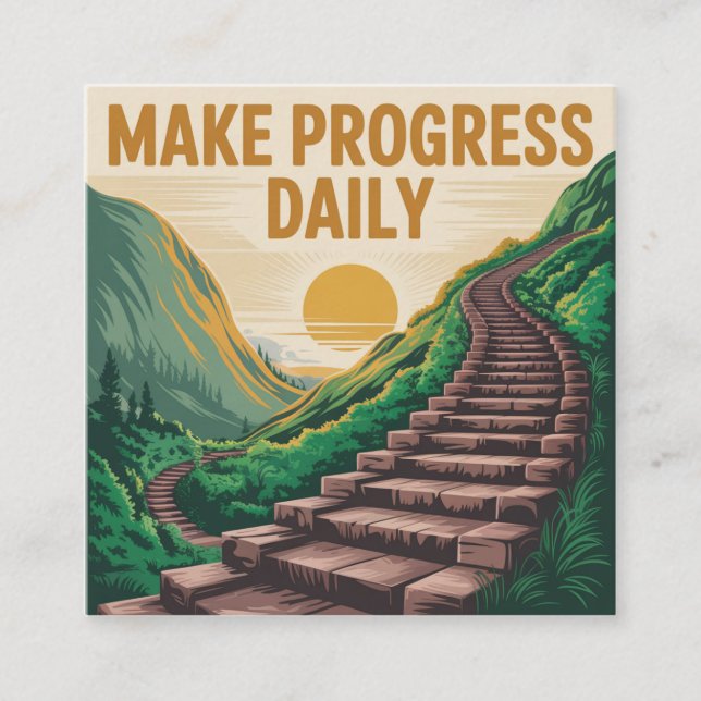 Make Progress Daily Fyrkantigt Visitkort (Framsida)