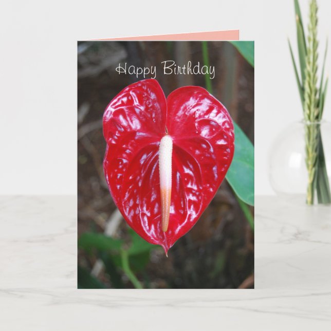 Make Red Heart Anthurium Lily Flower C Kort (Framsida)