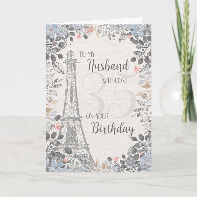 Make Romantic 35e Birthday Eiffel Torn Kort (Framsida)