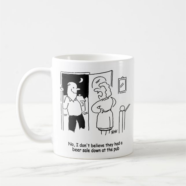 Make säger att det var en ölförsäljning på puben kaffemugg (Vänster)