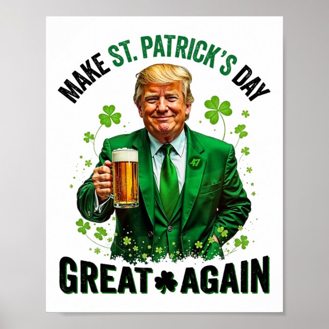 Make St Patricks Day Great Again Trump Shamrock Ir Poster (Framsidan)