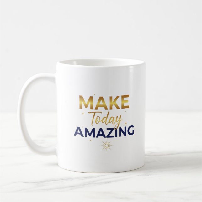 Make Today Amazing Gold Navy Sun Design Kaffemugg (Vänster)