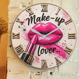 Make Up Lover Glam Beauty Pink Lips Lipstick Stor Klocka
