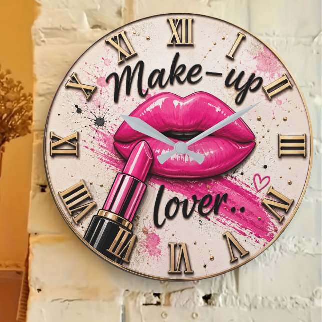 Make Up Lover Glam Beauty Pink Lips Lipstick Stor Klocka (Skapare uppladdad)