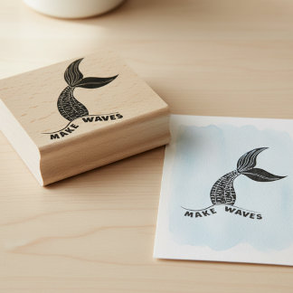 Make Waves Mermaid Tail Inspirational Art Stamp Stämpel
