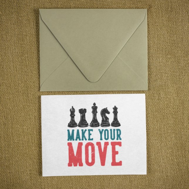 Make your Move Chess Piece Vykort (chess make your move retro postcard)