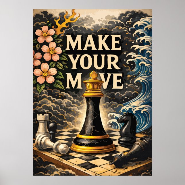 Make Your Move, Chessboard, Success Motivational Poster (Framsidan)