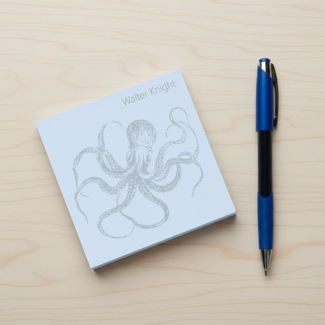 Make Your Own Custom Name Octopus Sticky Notes Post-it Block (Custom name octopus sticky notes.)