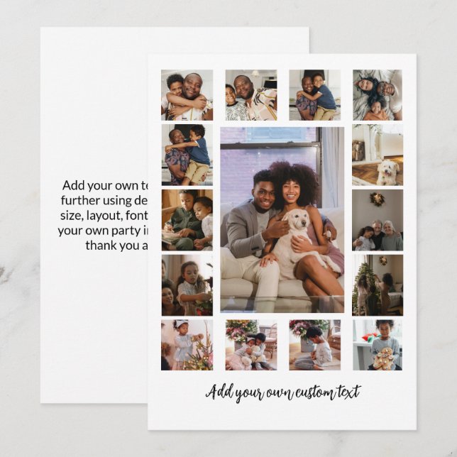 Make your own custom personalized 15 photo kort (Fram/baksida)
