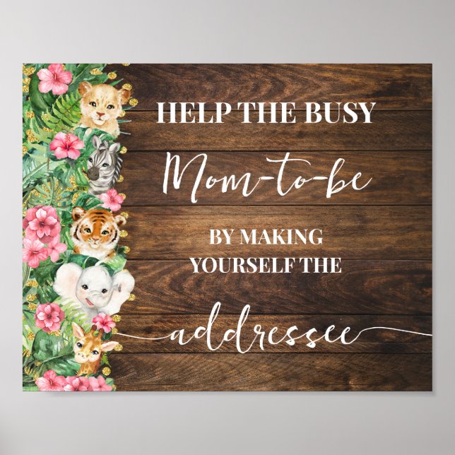 Make Yourself Addressee Rustic Pink Safari Shower Poster (Framsidan)