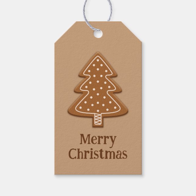 Makebröd Julgran-formkaka med text Presentetikett (Framsidan)