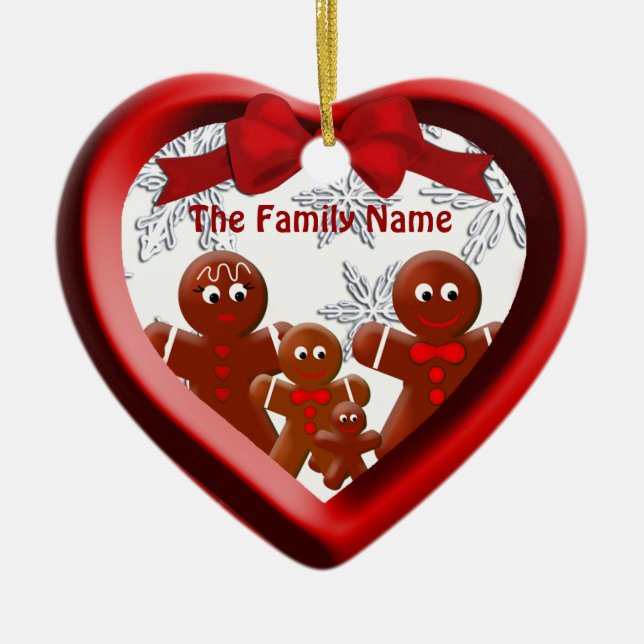 Makebröd med fyra Snö Heart-prydnadsföremål Julgransprydnad Keramik (Framsidan)