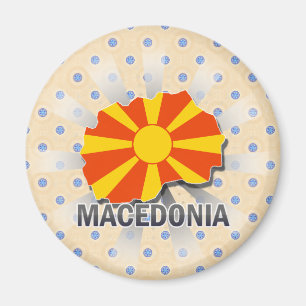 Makedonien Flagga Karta 2.0 Magnet